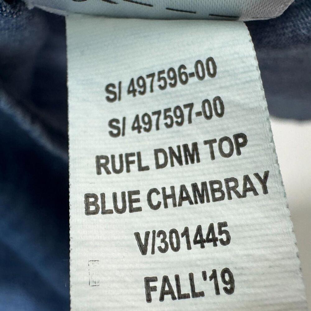 GAP Denim Girl’s Size Medium Blue Chambray Ruffle Trim Long Sleeve Casual Shirt - Picture 4 of 6